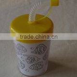 Paint Your Own Plastic Cup With Straw/cup/straw Cup/DIY thumbnail-1