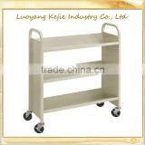 Durable Steel Flat Book Cart/library Trolley Bookshelf/book Rack Shelving/steel Rolling Library Book Carts thumbnail-1