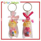 Cute Key Ring Wooden Car Key Ring Pink Doll Key Chain Ring thumbnail-1