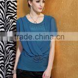 Round Collar Show Thin Short Sleeve Fashion Chiffon Blouse thumbnail-1
