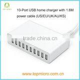 Wholesales 10A US/EU/UK/AU/KS Socket Multi Port USB Charger Station Wall Charger thumbnail-1