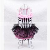 New Design Pet Dog Dresses /Dog Pink Dresses with Black and White Stripe /Dresses For Dog and Cat