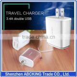 Original USAMS 3.4A Dual USB Speed Charger Mobile Phone Charger For Iphone 6 / Samsung / Xiaomi / Huawei / Smartphone