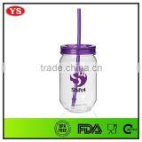 Acrylic 540 ml Small Mason Jar With Straw thumbnail-3