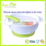 Safe Baby Feeding Bowl Set with Temperature Sensing Silicone Spoon