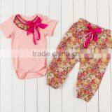 Super Cute Newborn Baby Girls Light Pink Short Sleeve Romper Matching Polka Dot Pants Summer Kids Cotton Pajamas Baby Romper Set thumbnail-2
