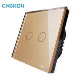 Cnskou 2017 New Design EU Luxury Glass Panel 2gang1way Touch Switch for Lamp thumbnail-3