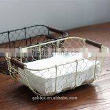 Wire Basket With Wooden Handles-Vintage Style thumbnail-2