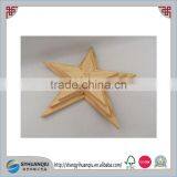 Handmade Natural Christmas Home Decor Haning Wooden Star Carving thumbnail-1