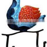 IRON PAINTED DUCK HANGER 2 HOOK BLUE thumbnail-1