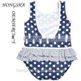Girls Blue & White Spotty Swimsuit With Ruffles One Piece Swimsuit For Girls HSb7073 thumbnail-2