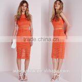 High Quality New Design Lady Stripe Mesh Midi Skirt thumbnail-6