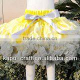 Fluffy Yello Four Leaf Clover Printed Petty Skirts With Grey Ruffles