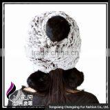 CX-C-111B Wholesale Custom Knitted Winter Rex Rabbit Fur Pom Pom Hat thumbnail-5