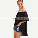 Maxnegio New Summer Ladies Sexy Crop Top off Shoulder Blouse Korean Clothes thumbnail-5