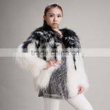 Myfur Black and White Women Fur Coat For Winter Real Raccoon Fur Long Jacket Fashion