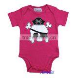 Newborn Baby Halloween Skull Pirate Hot Pink Short Sleeves Romper Bodysuit 0-12M thumbnail-1