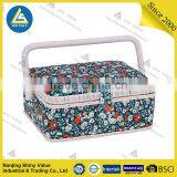 Rural Style Fabric Covered Sewing Basket Made by Hand thumbnail-2