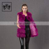 Hot Selling of Winter Warm Real Fox Fur Purple Women Vest thumbnail-2