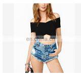 Women Fashion Sexy Wholesale Tee Shirt Custom Printing Crop Top Shirt thumbnail-2