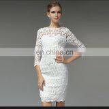 High Quality Fashion Round Neck Sexy Lace Casual Dress With 3/4 Long Sleeves Dress thumbnail-4