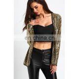 New Gold Collarless Sequined Pant Design Coat Women thumbnail-2