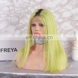2018 Fashion Green Color With Dark Roots Full Lace Wig Brazilian Human Hair thumbnail-2