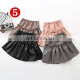 Sprint Autumn Vintage Kid Girl Pleated Skirt Children Girl Solid Pu Leather Pleated Skirt Short School Girl Skirt for 4-8T thumbnail-6