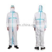 CE EN 14126 14605 13034 13982 Protective Clothing White Coverall Suit With Blue Tape thumbnail-3
