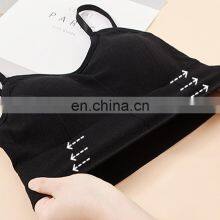 Womens Summer Camis Tanks Tops Sleeveless Cotton Bustier Unpadded Bandeau Bra Vest Crop Top Seamless Tees thumbnail-3