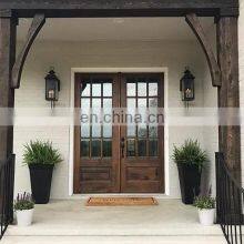 Antique Prehung Fiberglass Exterior Wooden Front Door With Windows Double Entry Doors for Sale thumbnail-1