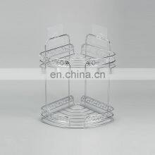 Hot Sales Adhesive Corner Shower Caddy Two Tier Iron Wire Rack in Bathroom thumbnail-3