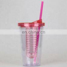 Cute Plastic Fruit Cup With Lid and Straw thumbnail-4