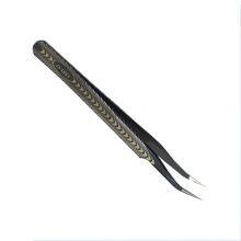 Single Fine Stainless Steel Black Anti-static Clip With Texture ESD-17 Tweezers for Eyelash Grafting thumbnail-5