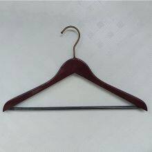 Hotel Closet Coat Suit Wooden Hanger With Bronzer Chrome Plated Round Hook Custom Logo Display Racks thumbnail-1