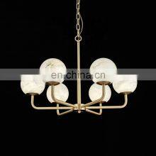 Modern Dining Room Brass Alabaster Ball Gold Chandelier thumbnail-1