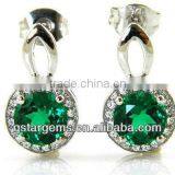 925 Sterling Silver Created Emerald Earrings Hot Gemstone Jewelry Semi Precious Stone Hong Kong Wholesale thumbnail-1