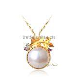 Factory direct wholesale beautiful 14k yellow gold mabe pearl pendants