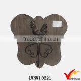 Shabby Wood Butterfly Shape Plaque Cock Design Toilet Coat Hook thumbnail-1