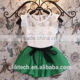 2015 New Children Chiffon Skirt With White Tshirt Set Cheap Baby Girls Clothing Set Wholesale Girls Chiffon Clothing thumbnail-2