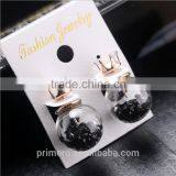Brand Design Jewelry Thick Glass Beads Double Pearl Stud Earring thumbnail-4
