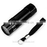 Camping Mini 9 LED Flashlight High Power 9 Leds Flash Light Black Hiking Torch Lamp Flashlight Use 3* AAA Battery thumbnail-2