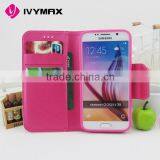 IVYMAX Book Style Stand Wallet Leather Flip Cover Phone Case for Samsung Galaxy S6
