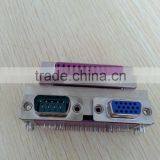 Dual Port D-SUB 25p Female to 9p Male to 15p Female Right Angle Connector thumbnail-1