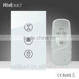 Hot Wallpad LED White Tempered Glass 110~250V US/Australia Standard 3 Gang Remote Control Power Window Curtain Blinder Switch thumbnail-1