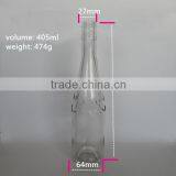 Hot Selling Unique 405ml Emboss-designed Beverage Glass Bottle