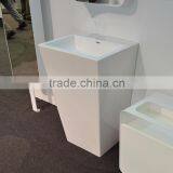 Freestanding Wash Basin, Solid Surface Integrated Pedestal Sink,Artificial Stone Washing Basin thumbnail-3