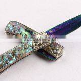 OEM Damascus Blade Material Silk Color Abalone Handle Folding Knife thumbnail-2