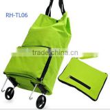 RH-TL06 green color foldable shopping trolley bag