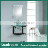 Tempered Glass Bathroom Vanity With Mini Vessel Wash Basin